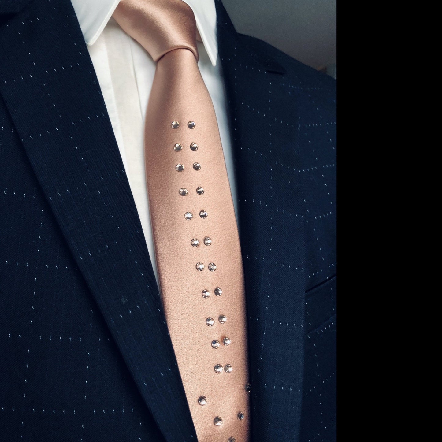 Skinny Rose gold Tie with Swarovski Crystals