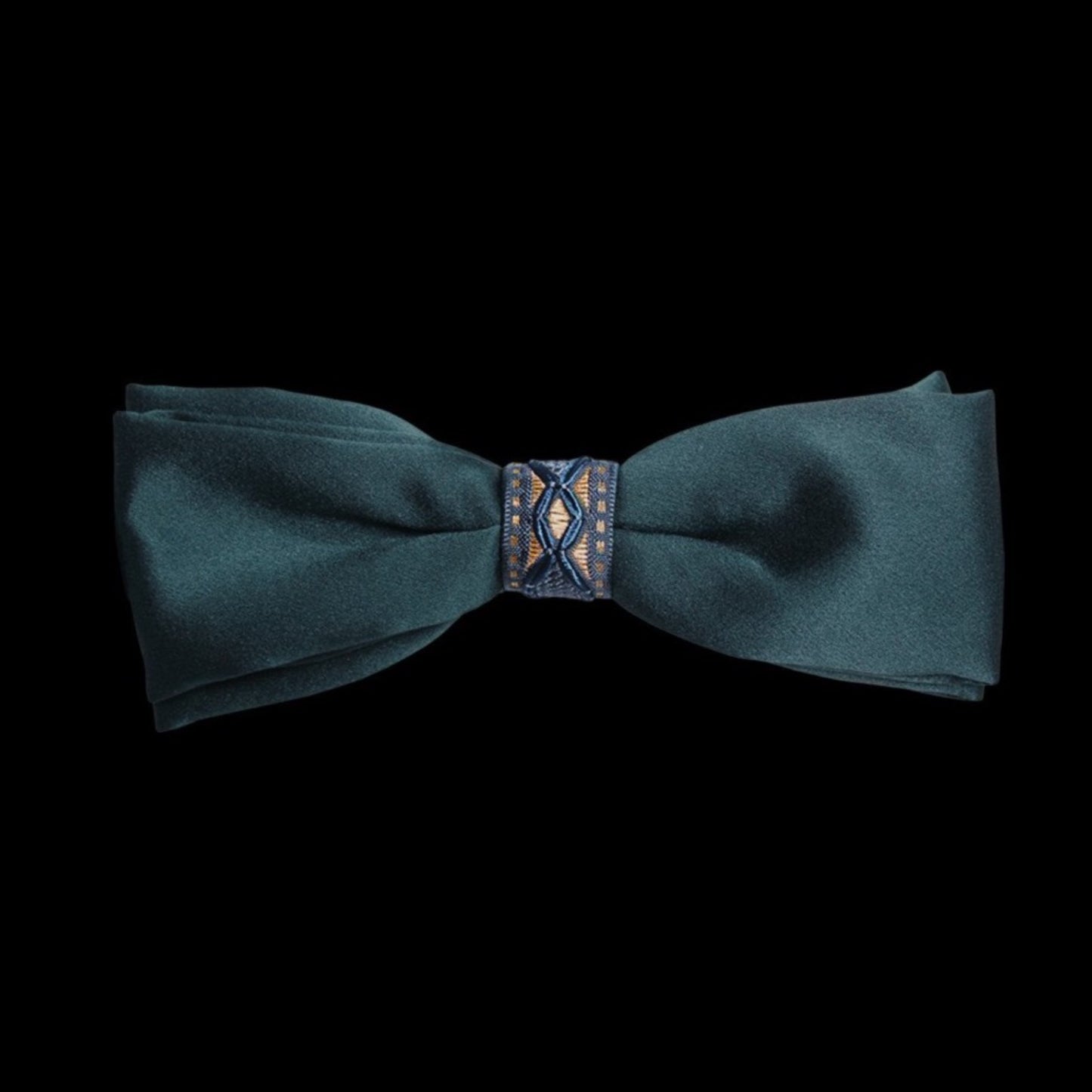 Green Gold Silk Self Tied Bow Tie by German Valdivia
