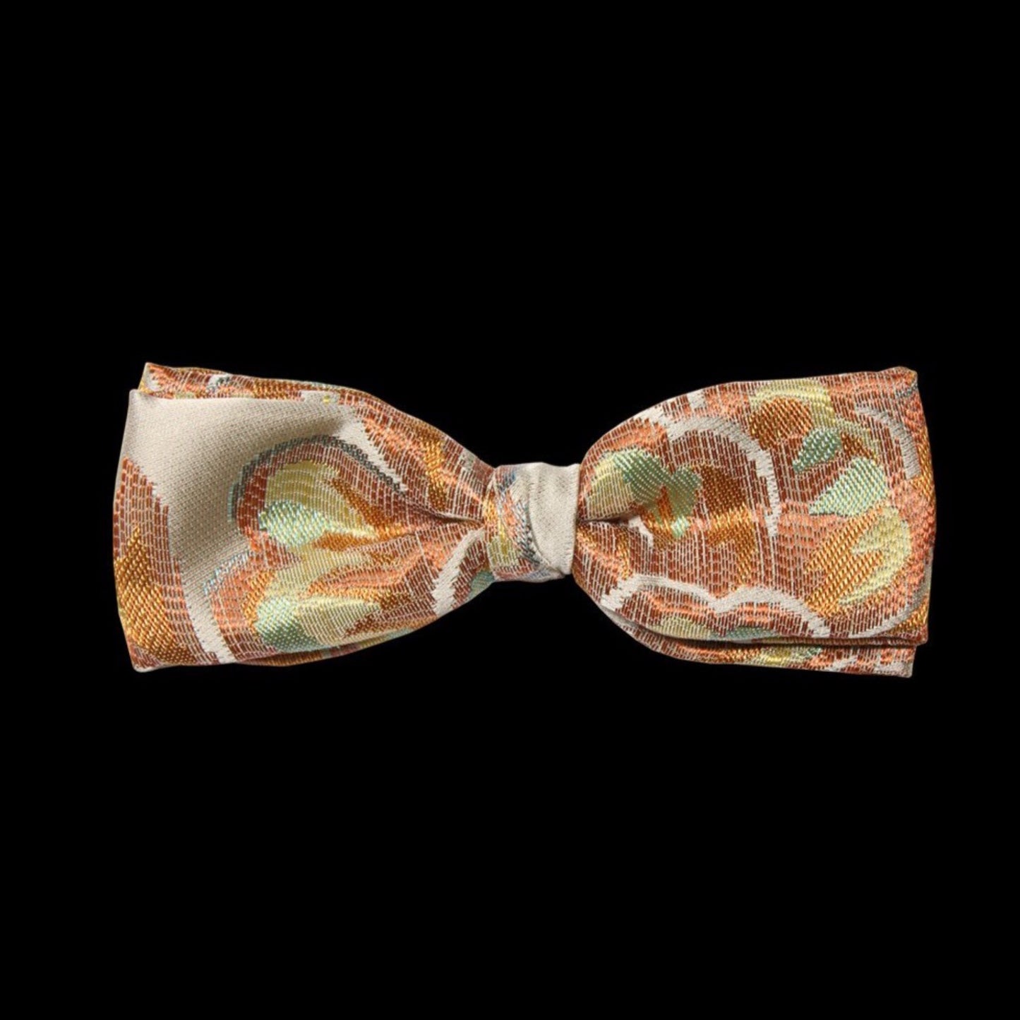 orange coral teal gold floral pre tied bow tie by German Valdivia