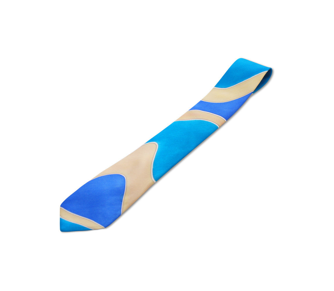 hand painted aqua blue tie by designer german valdivia