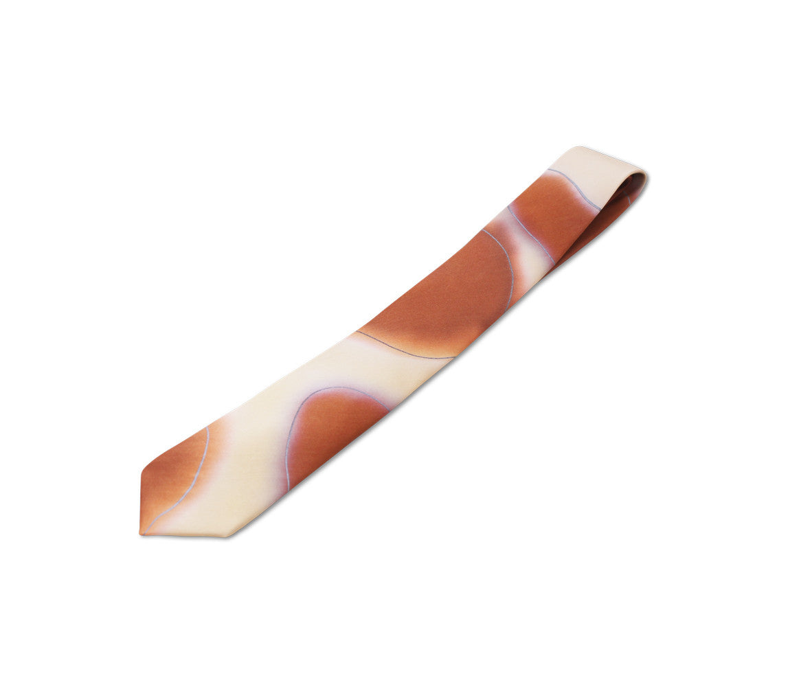 hand painted tie beige brown by designer german valdivia