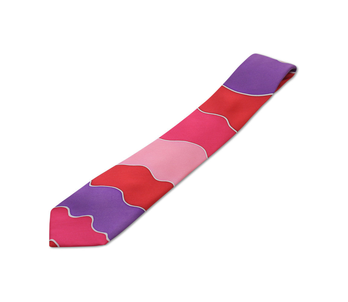 hand painted tie pink red magenta by designer german valdivia