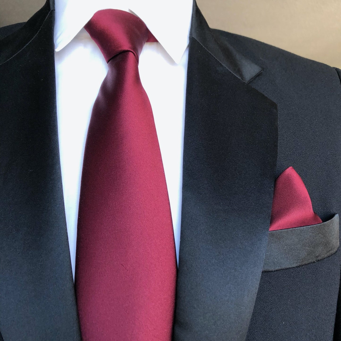 Burgundy Tie with Burgundy Pocket Square