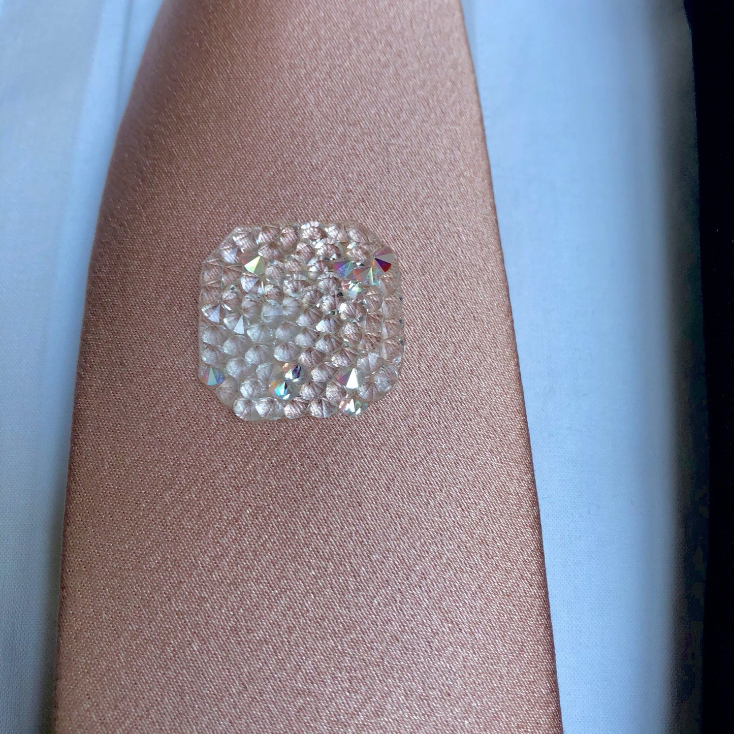 Rose Gold Silk Skinny Tie with Swarovski Crystals