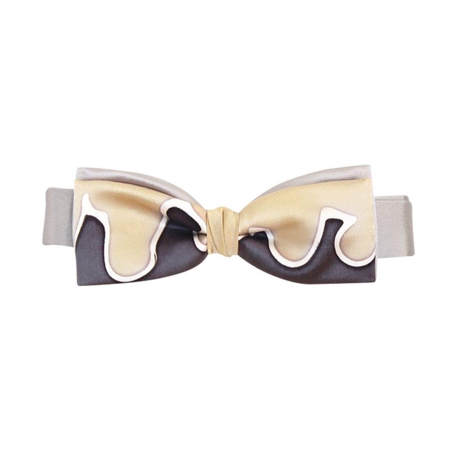 Grey Black white Gold pre tied bow tie by designer German Valdivia