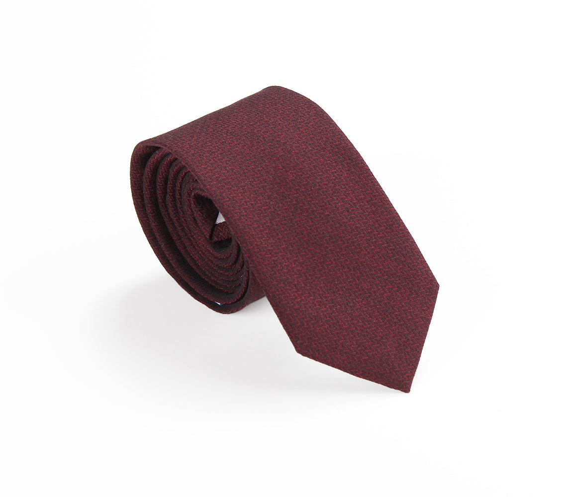 Skinny Maroon Zig Zag Tie