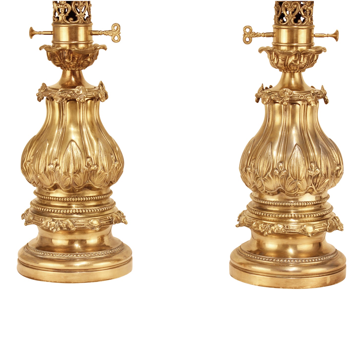 Extraordinary 1940s Pair of Stiffel Brass Lamps