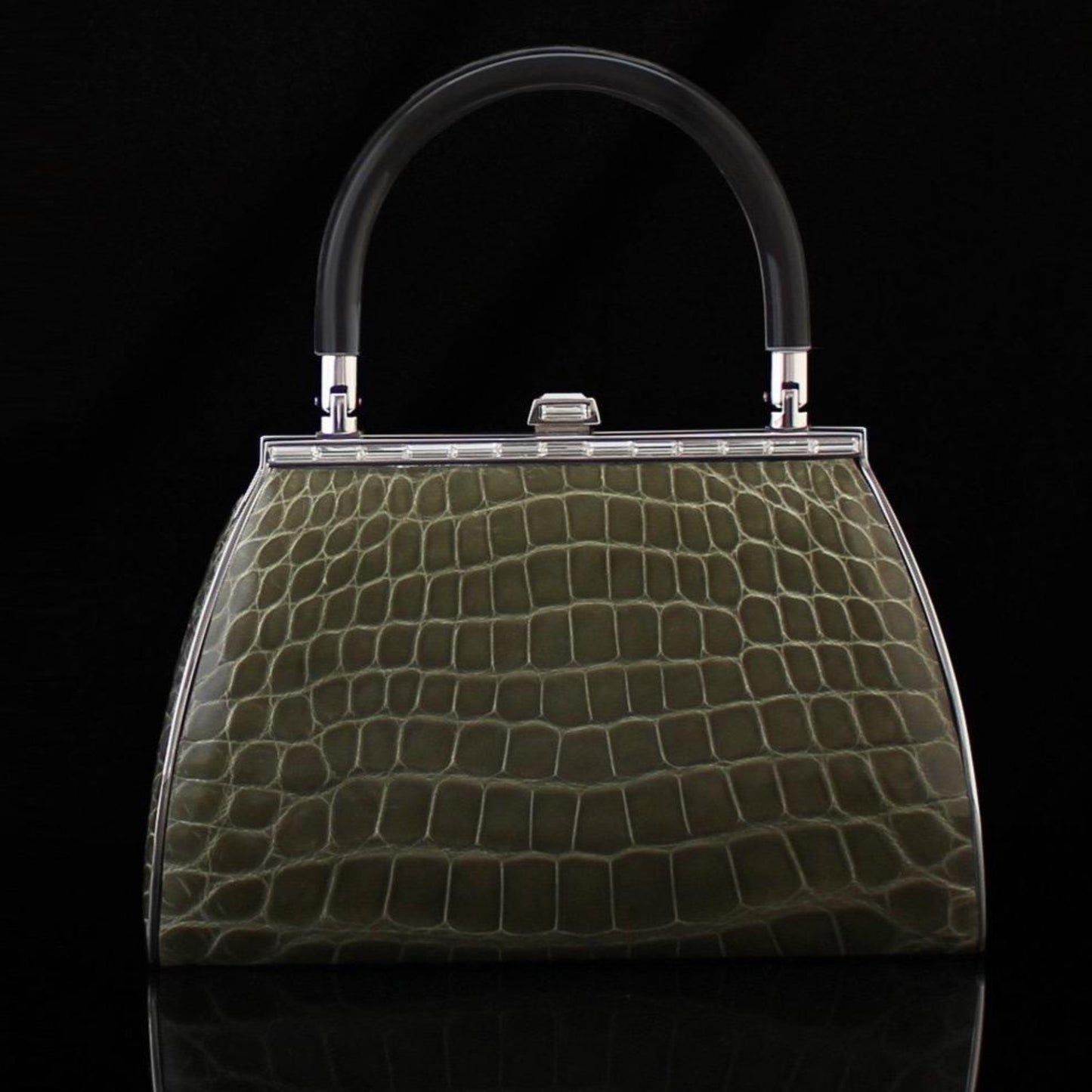 alligator handbag olive by german valdivia