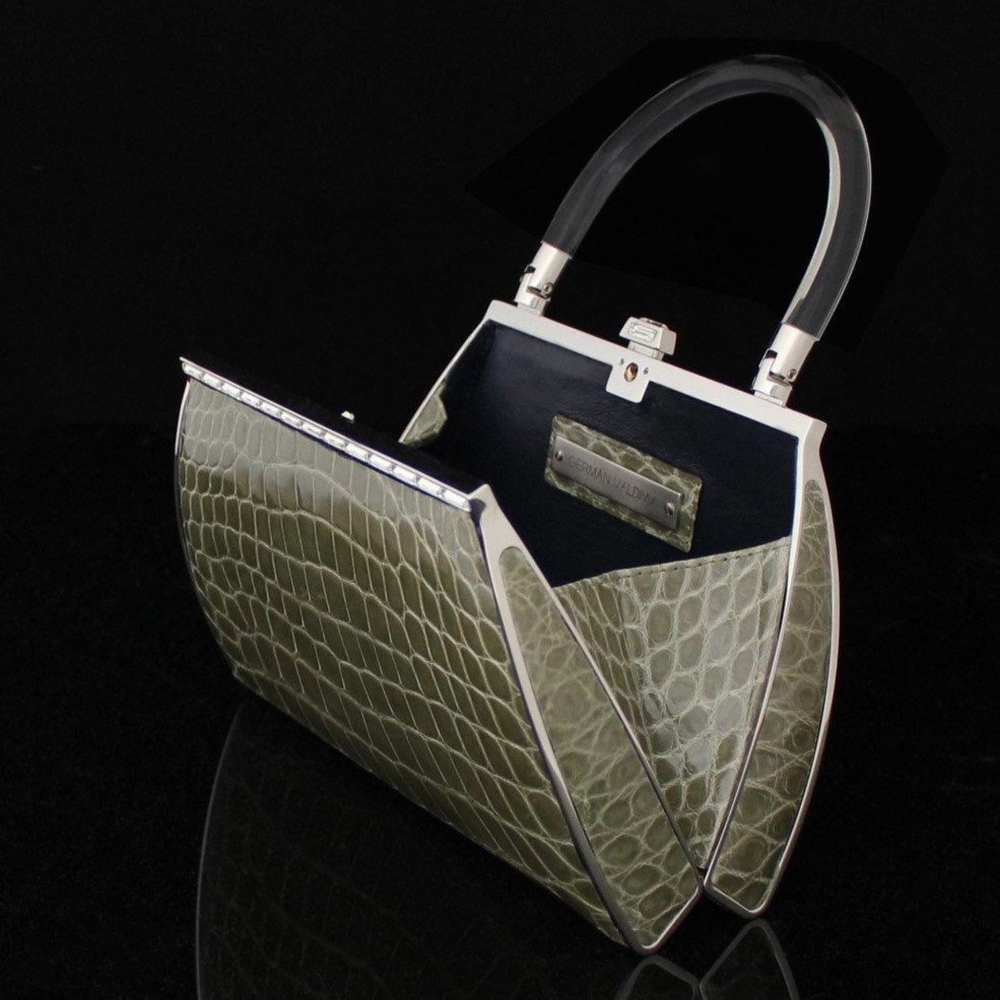 alligator handbag olive by german valdivia
