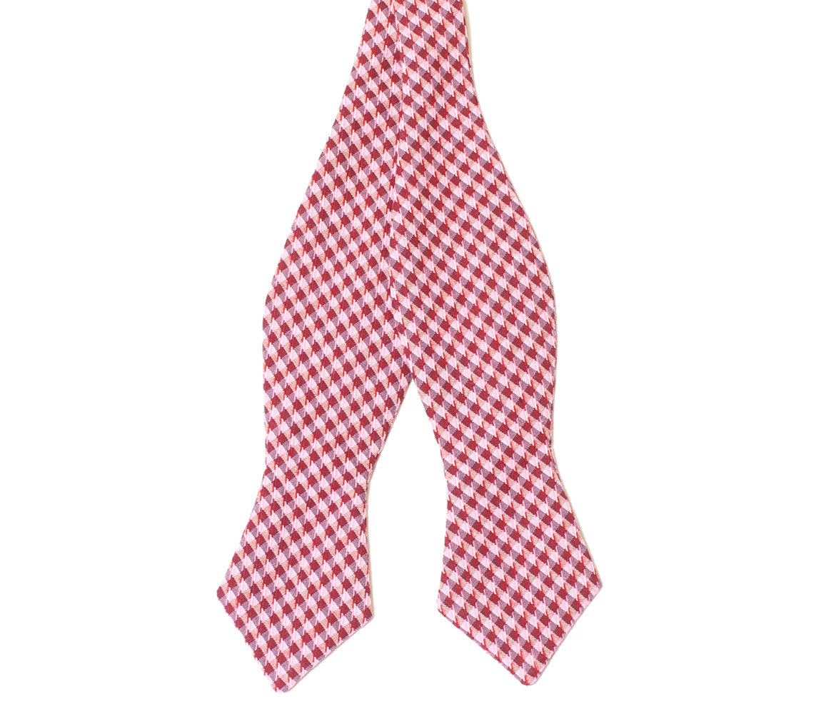 Red Gingham Diamond Tip Bow Tie