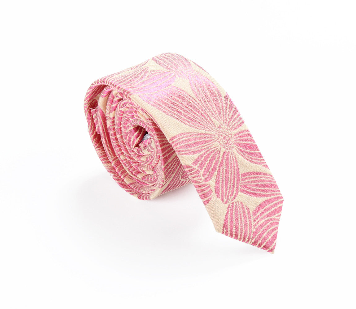 coral floral skinny tie by german valdivia