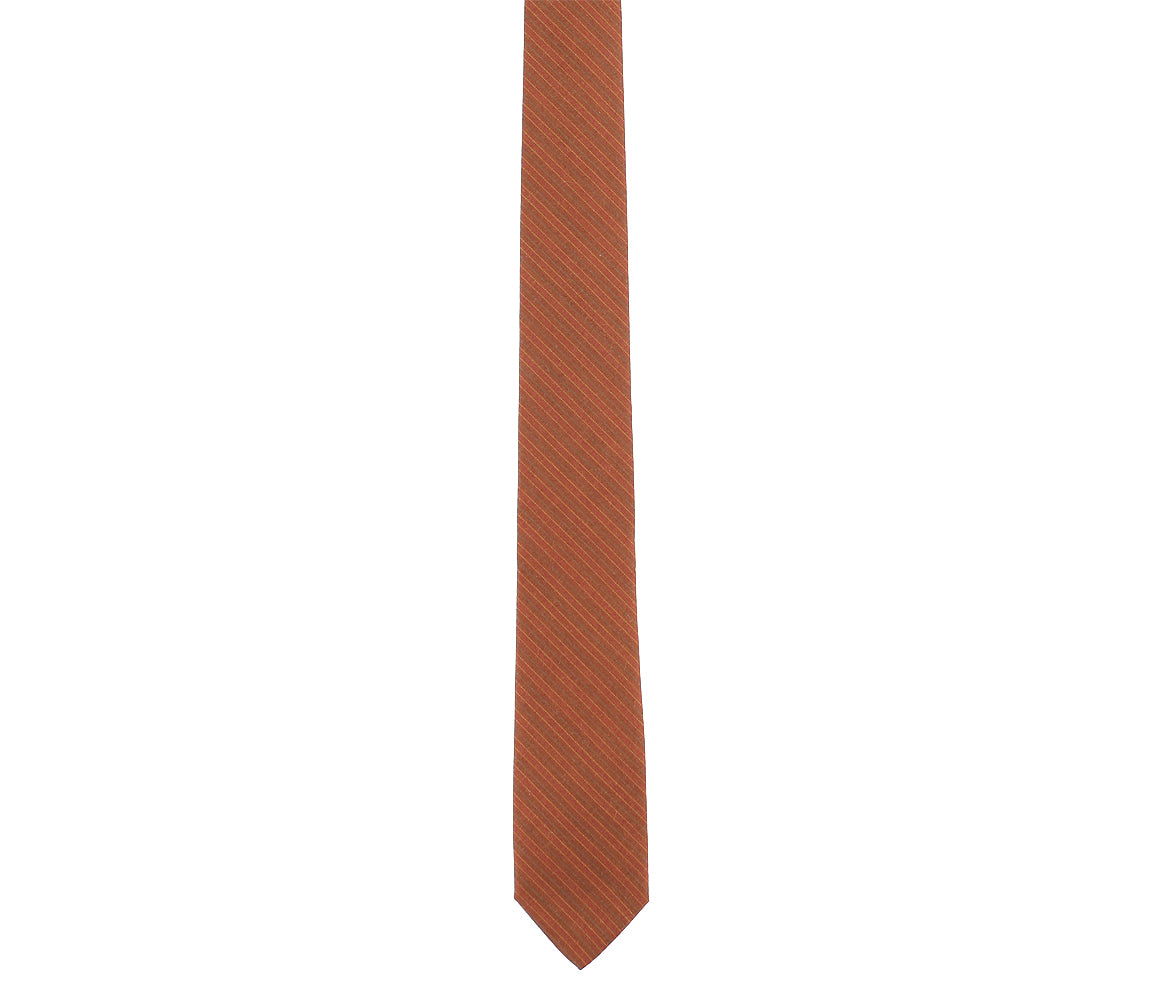 brown tan striped skinny tie by german valdivia