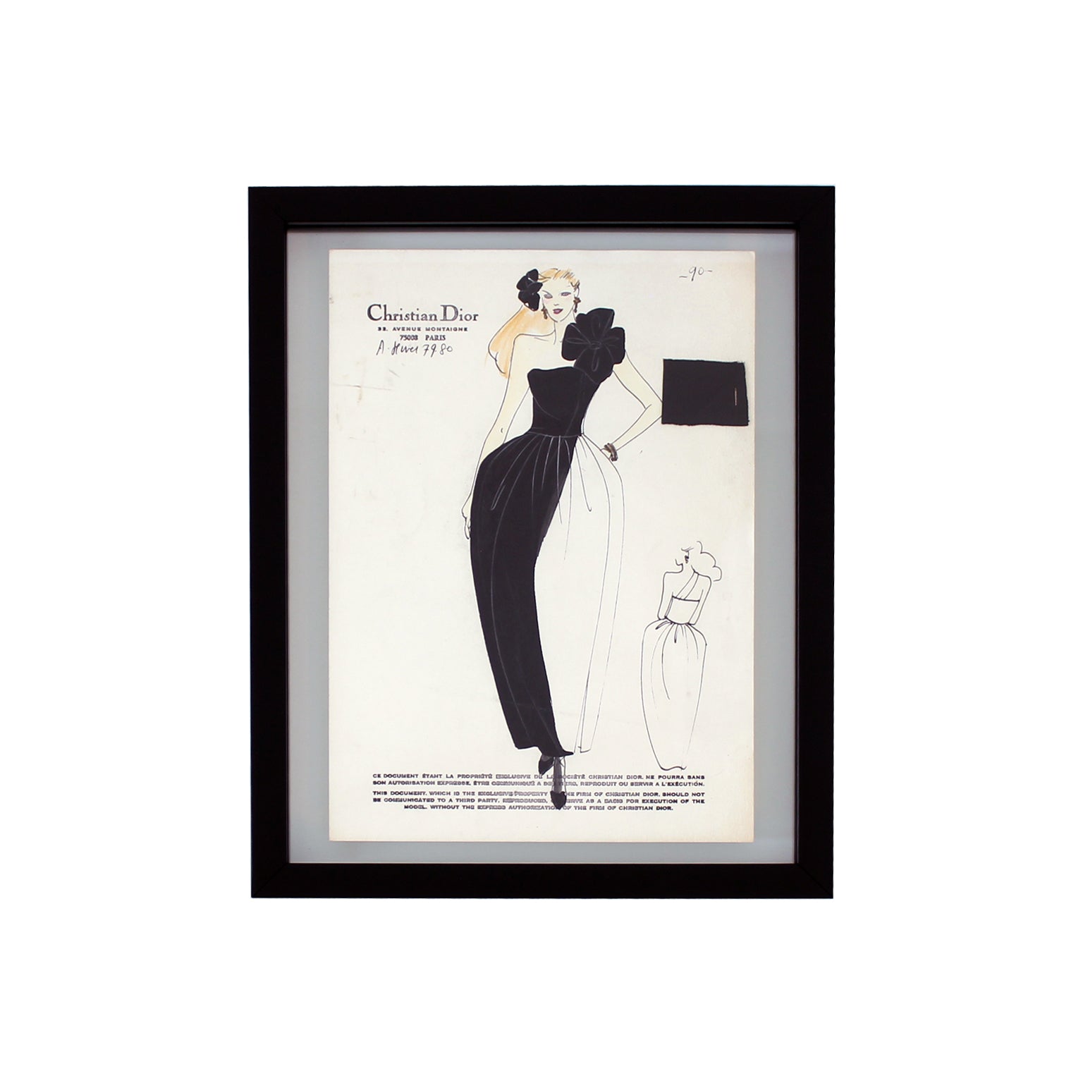 ディオール　デザイン画　Christian Dior Vintage Haute Couture Christian Dior Fashion Sketch – German
