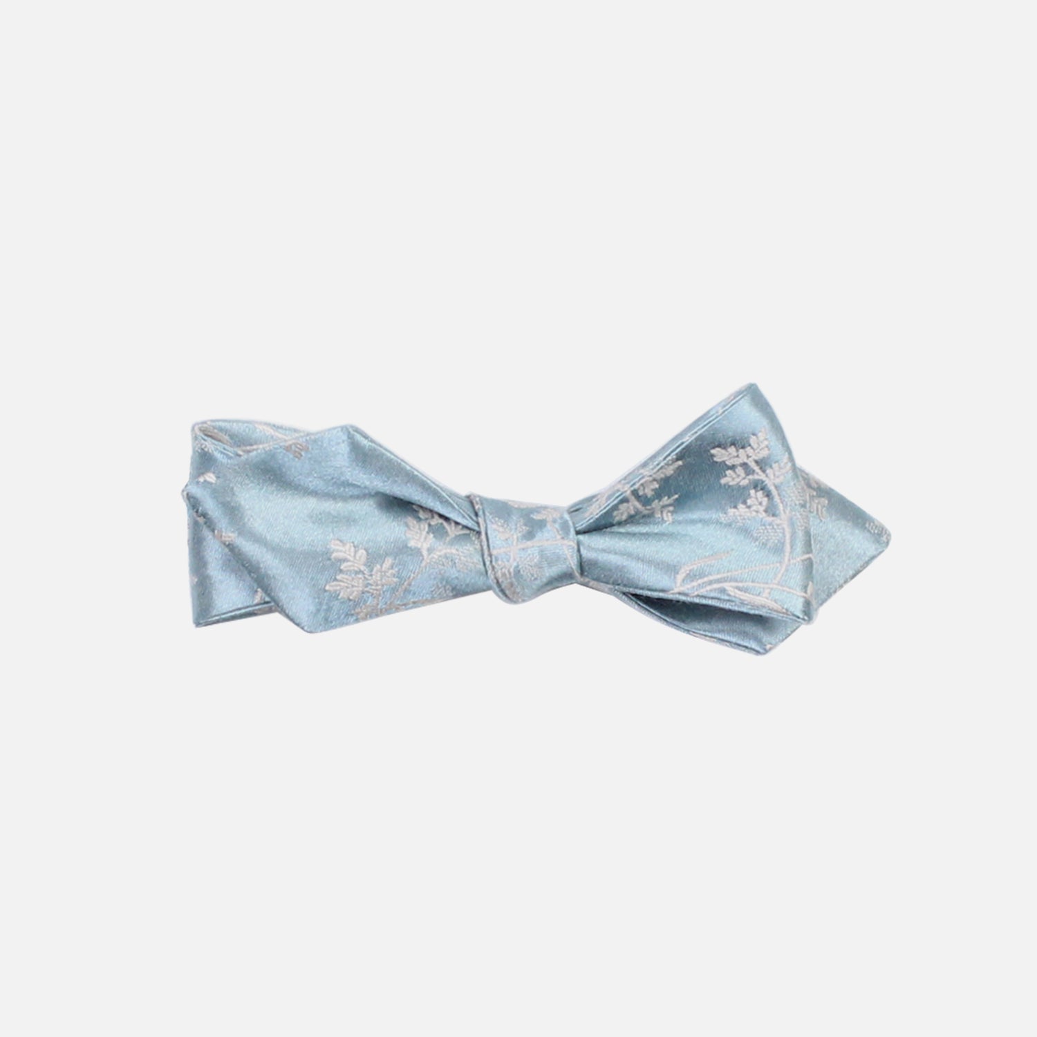 Dusty blue floral diamond tip self tie bow tie by German Valdivia