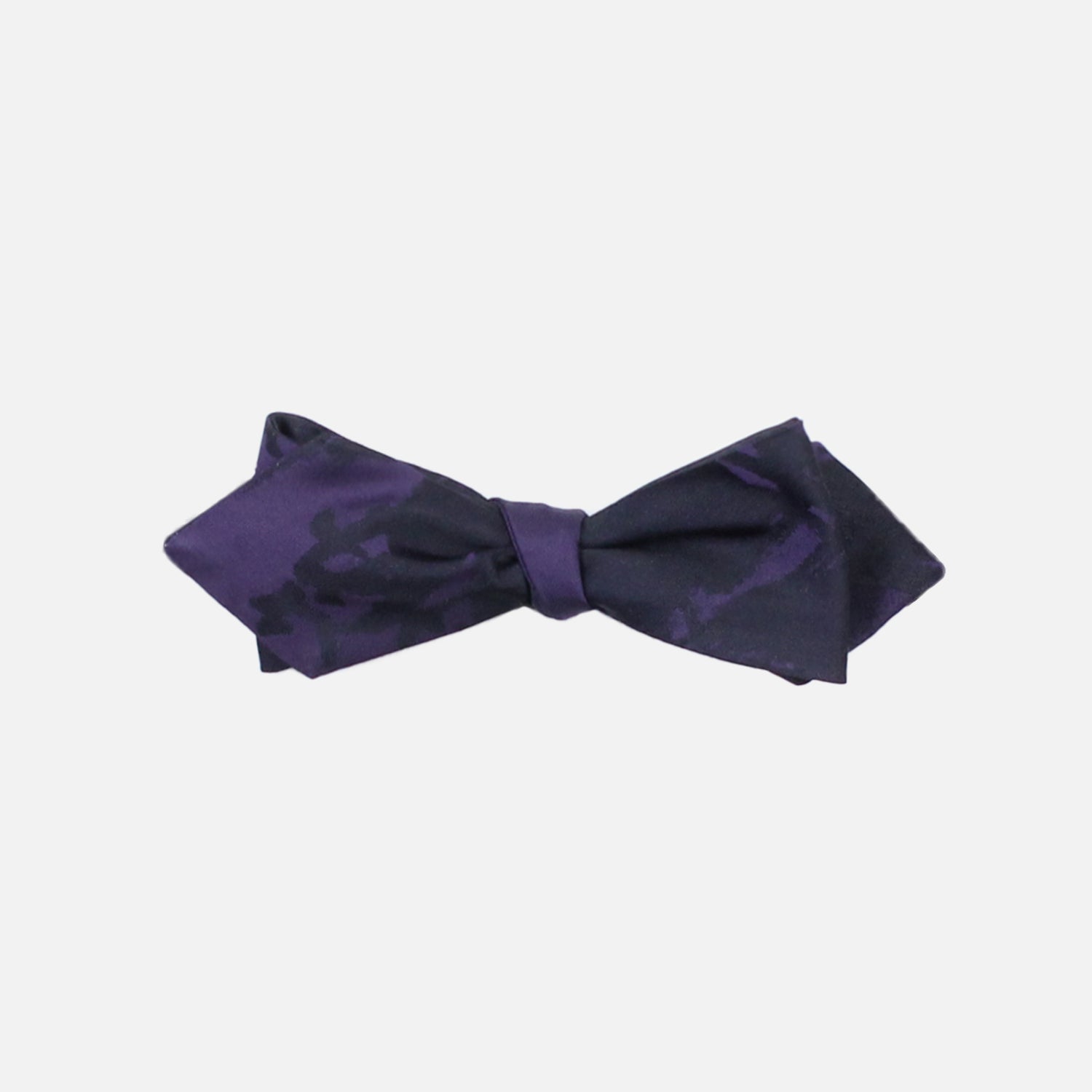 Black Purple Silk Self Tie Diamond Tip Bowtie by German Valdivia