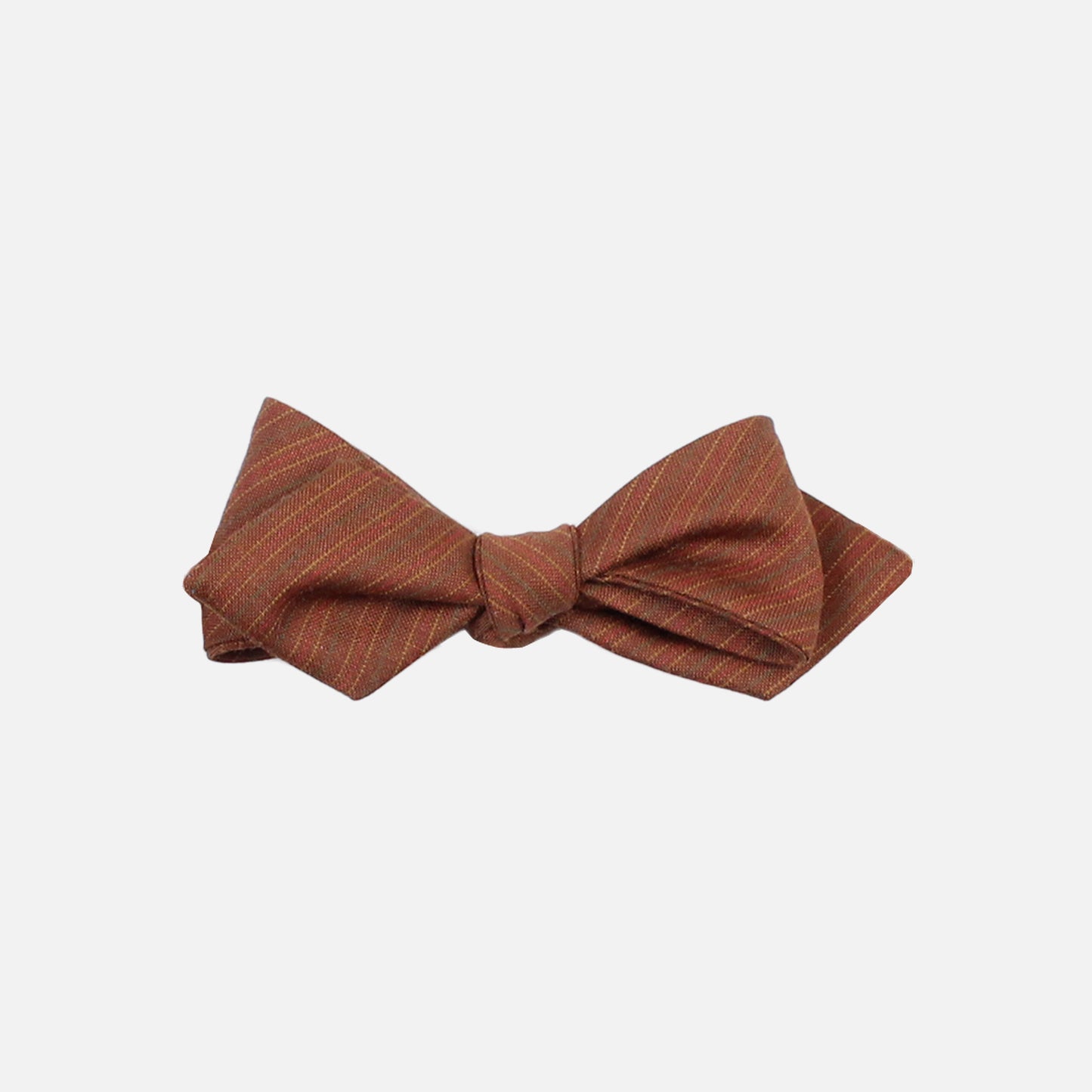 Brown stripe wool diamond tip self tie bow tie by German Valdivia