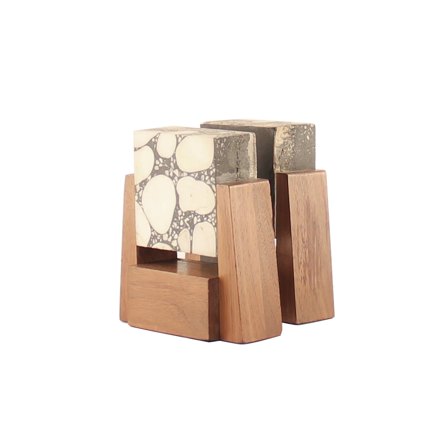 Magnificent Art Deco Stone Marble and Walnut Bookends