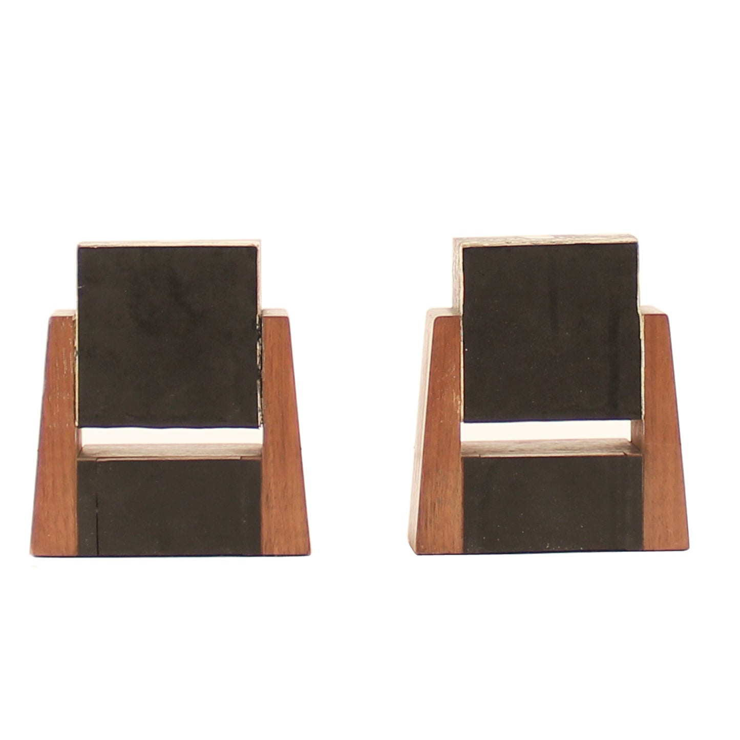 Magnificent Art Deco Stone Marble and Walnut Bookends