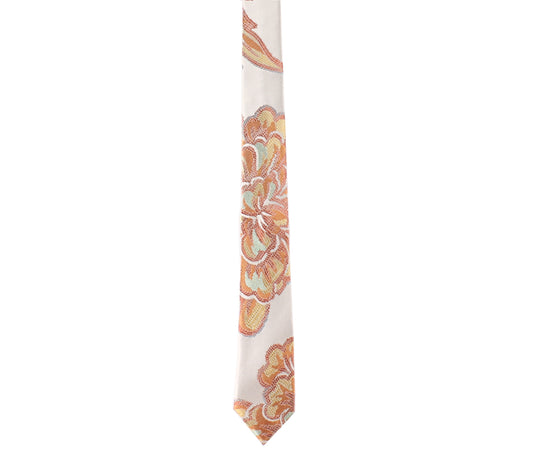 best orange beige aqua skinny floral tie by german valdivia