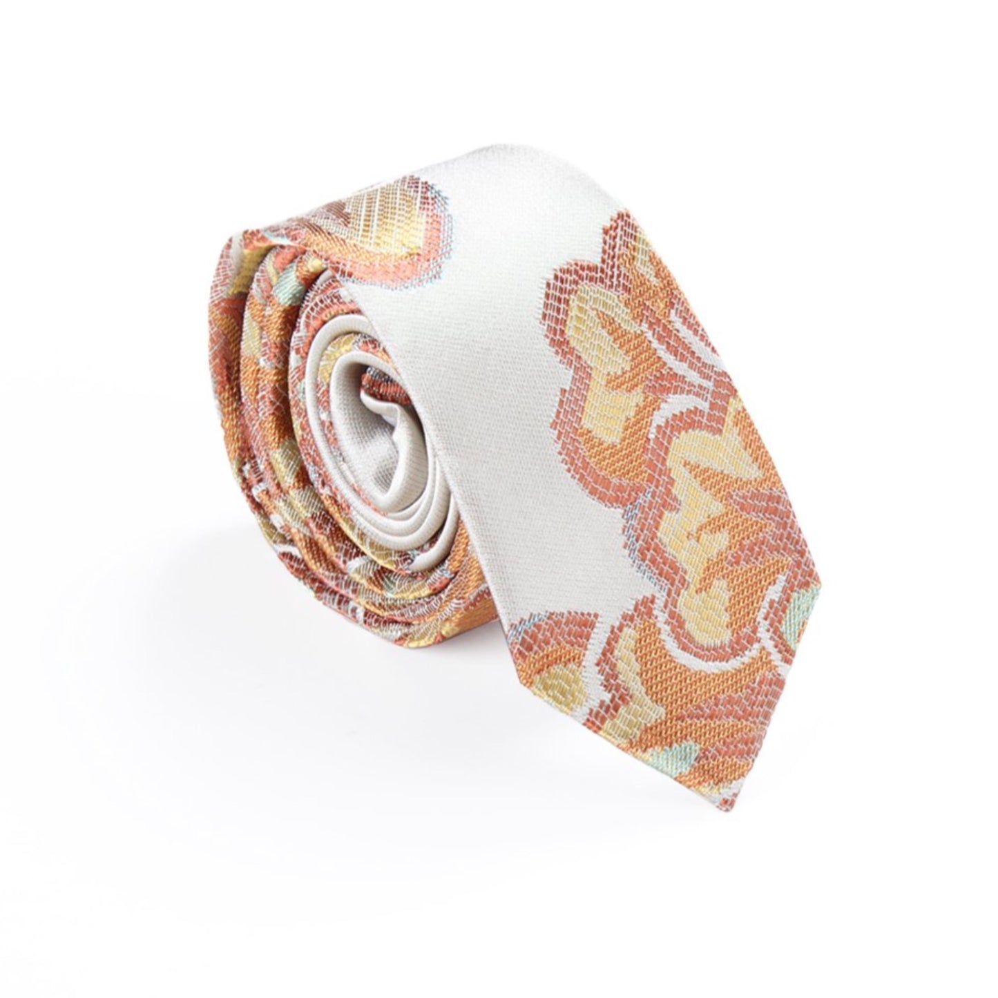 floral gold aqua skinny tie