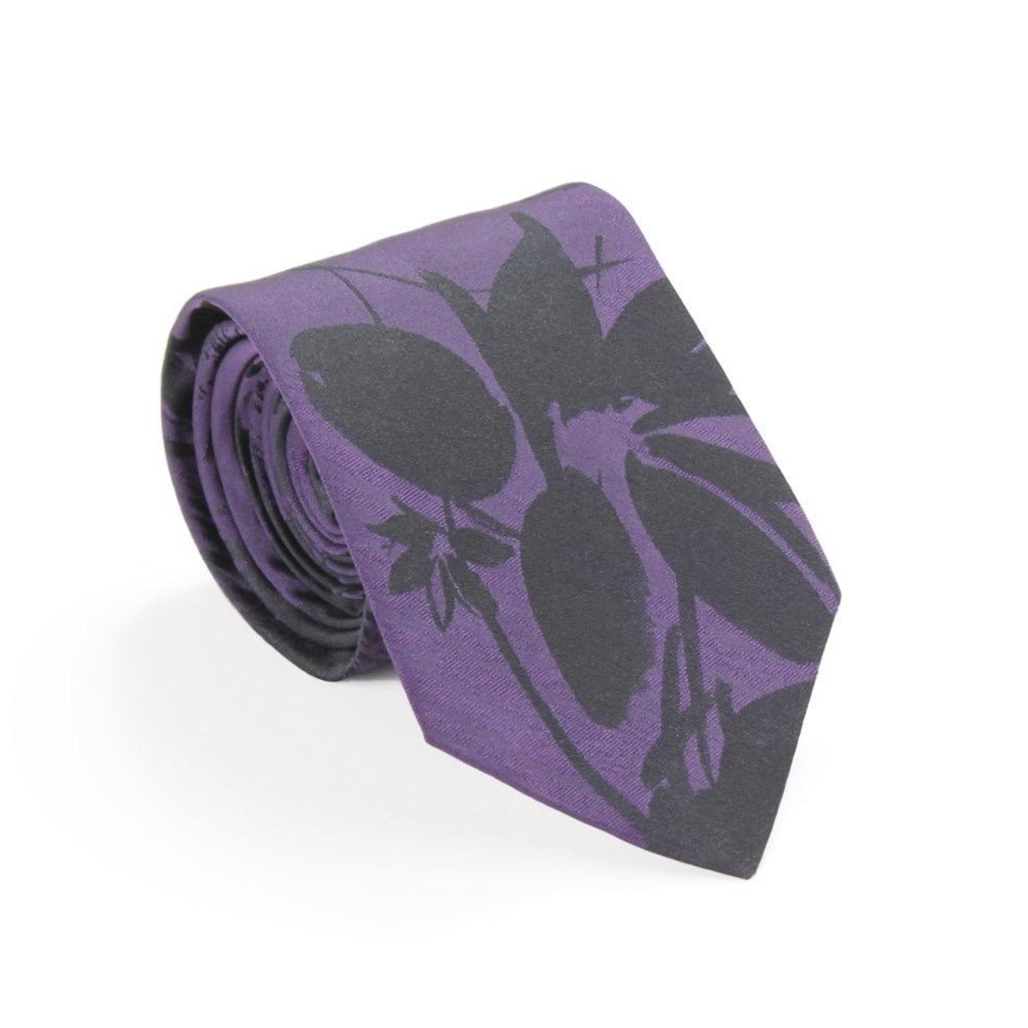Floral purple black tie