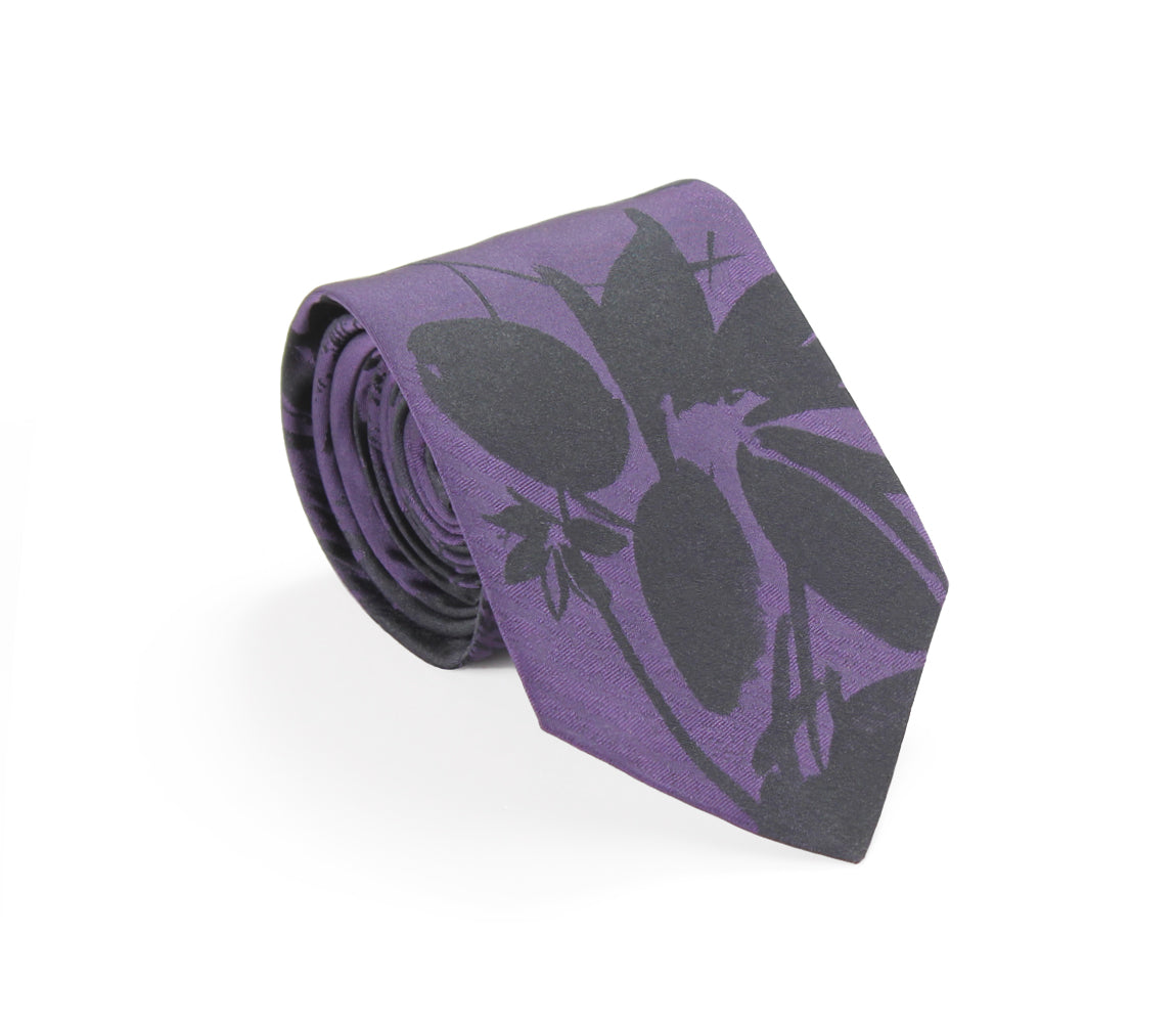 designer black purple floral tie by german valdivia