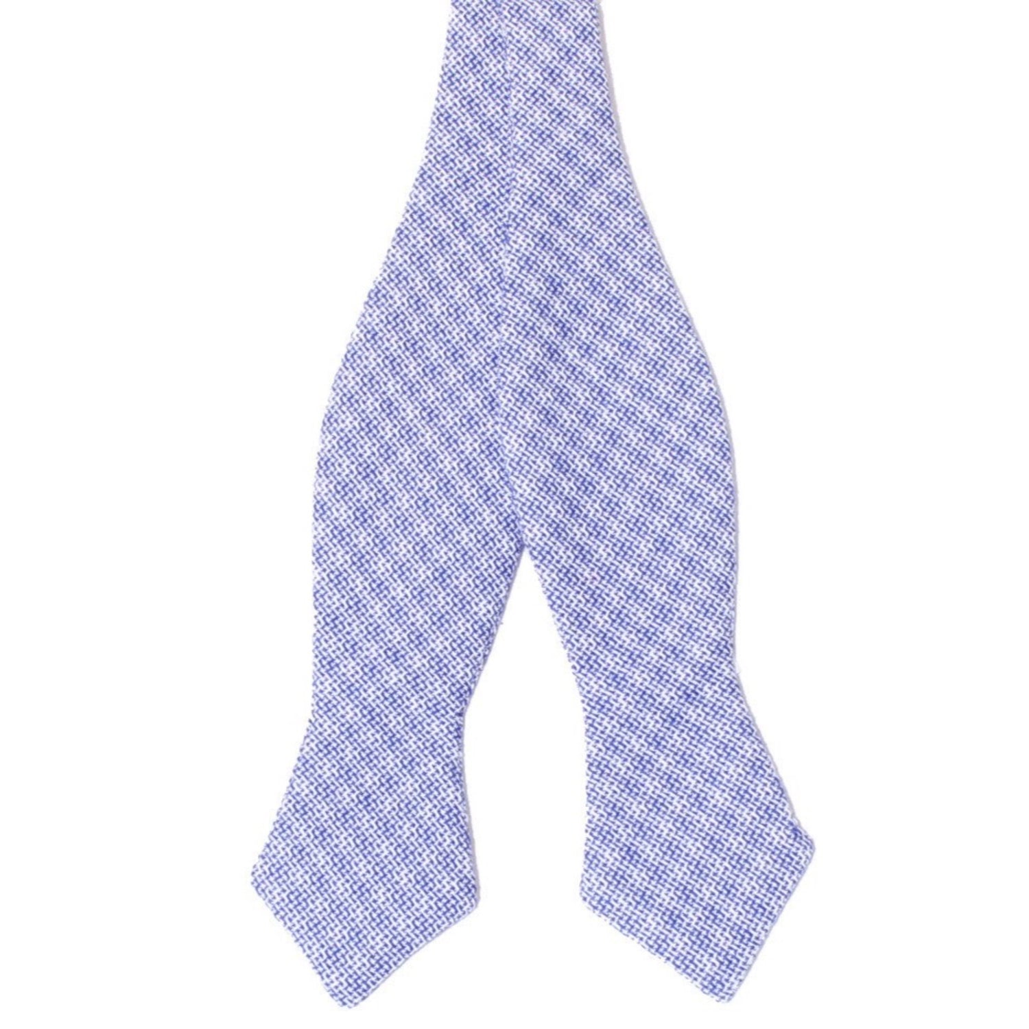 Dusty Blue cotton Plaid Diamond Tip Bow tie by German Valdivia 