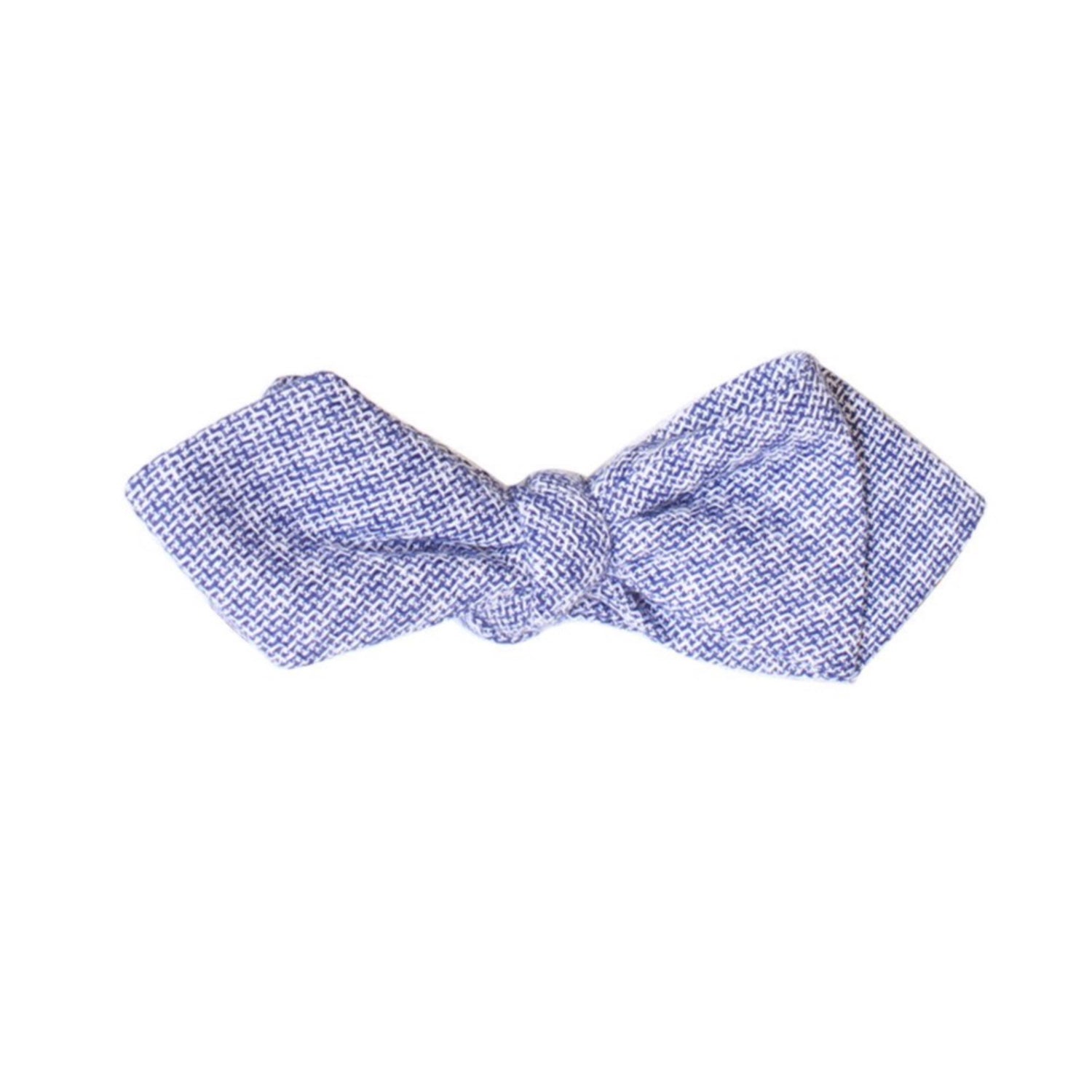 Dusty Blue cotton Plaid Diamond Tip self tie bow tie by German Valdivia 