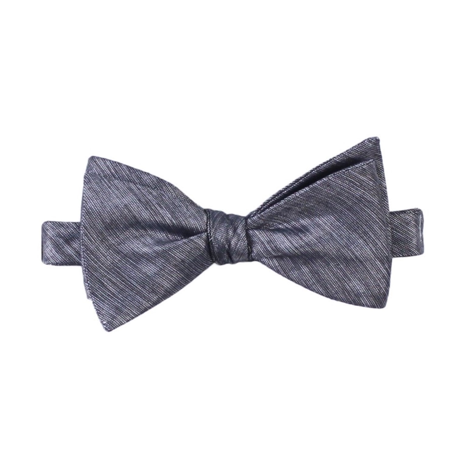 Gray silver black self tie bow tie by German Valdivia 