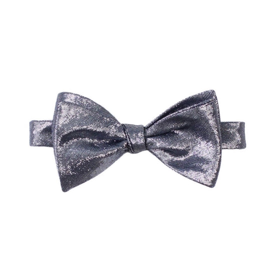 silver grey metallic self tie bow tie by German Valdivia 
