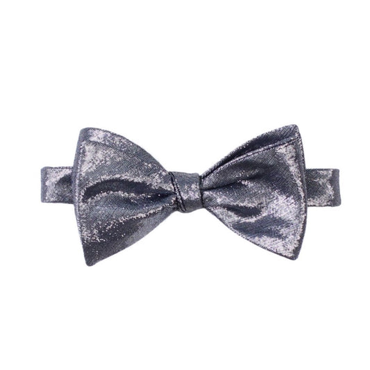 silver grey metallic self tie bow tie by German Valdivia