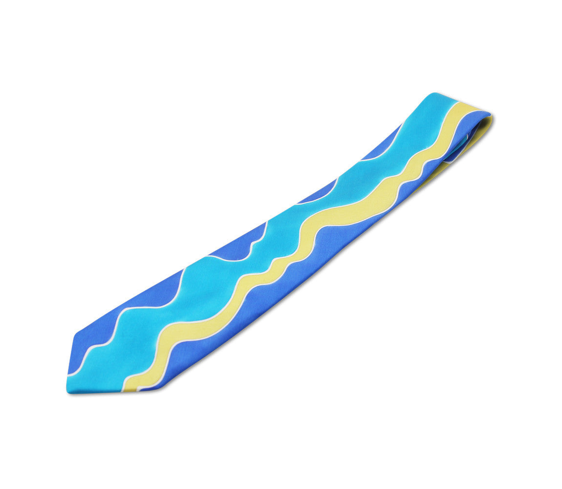 hand painted tie in aqua blue by german valdivia