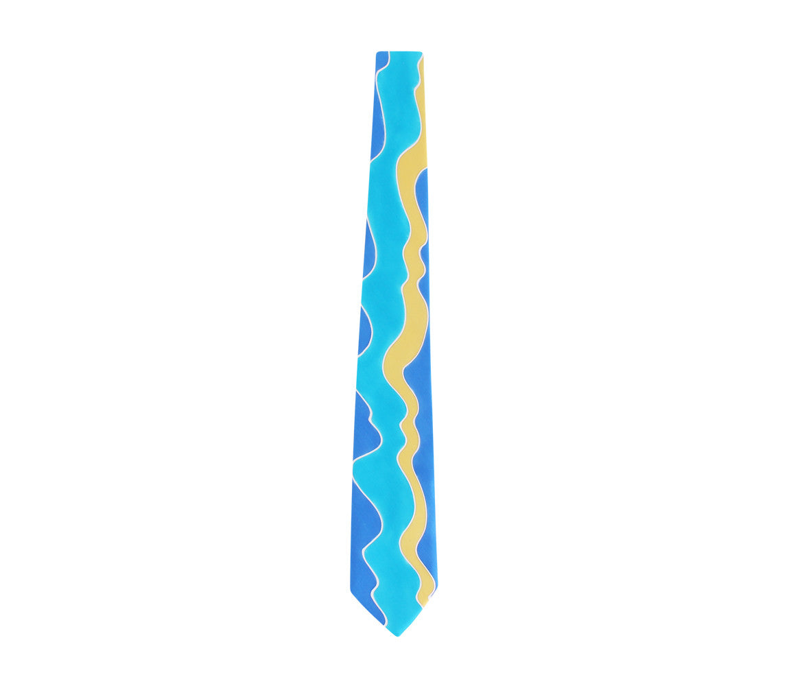 hand painted tie with aqua blue by german valdivia