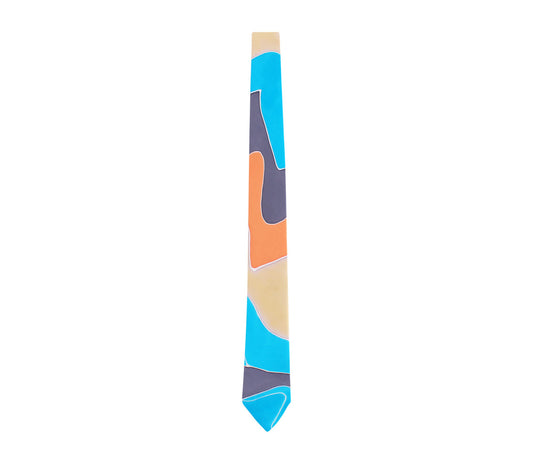hand painted tie grey orange champagne turquoise by designer german valdivia