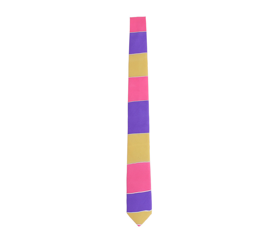 hand painted tie pink purple yellow by designer german valdivia