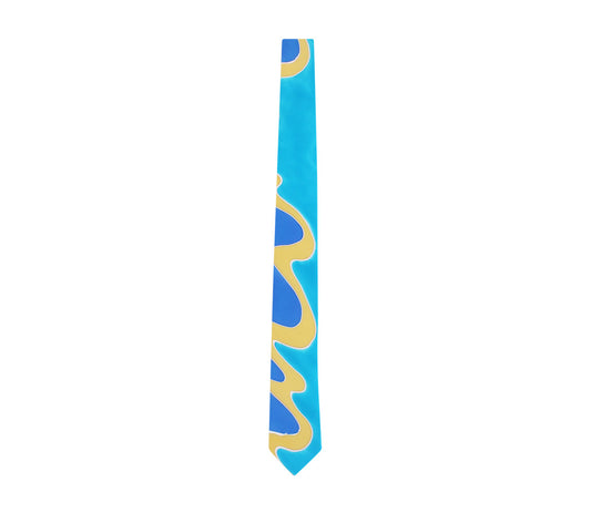 hand painted tie cyan turquoise yellow blue by designer german valdivia