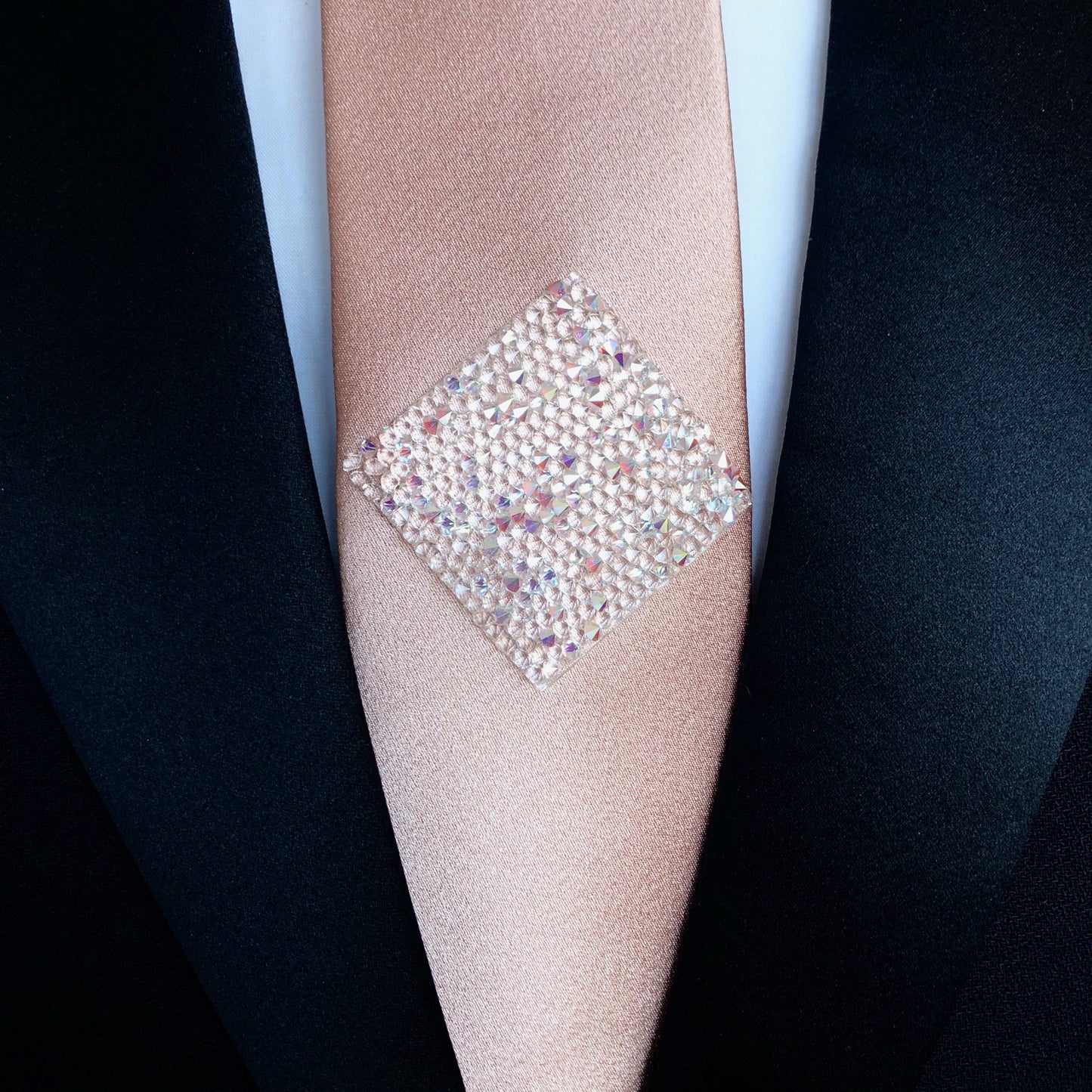 Rose Gold Skinny Tie with Swarovski Crystals