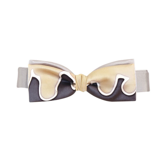 gold Grey silver white hand painted pre tied bow tie by German Valdivia 