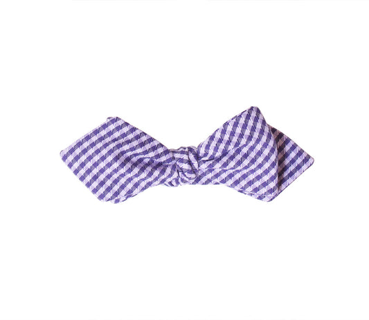 Lavender Gingham Diamond Tip Bow Tie