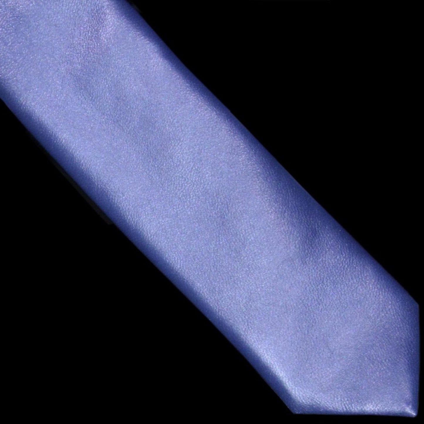 Navy Blue Leather Skinny Tie