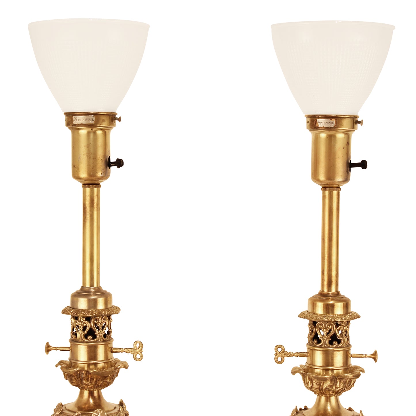 Extraordinary 1940s Pair of Stiffel Brass Lamps