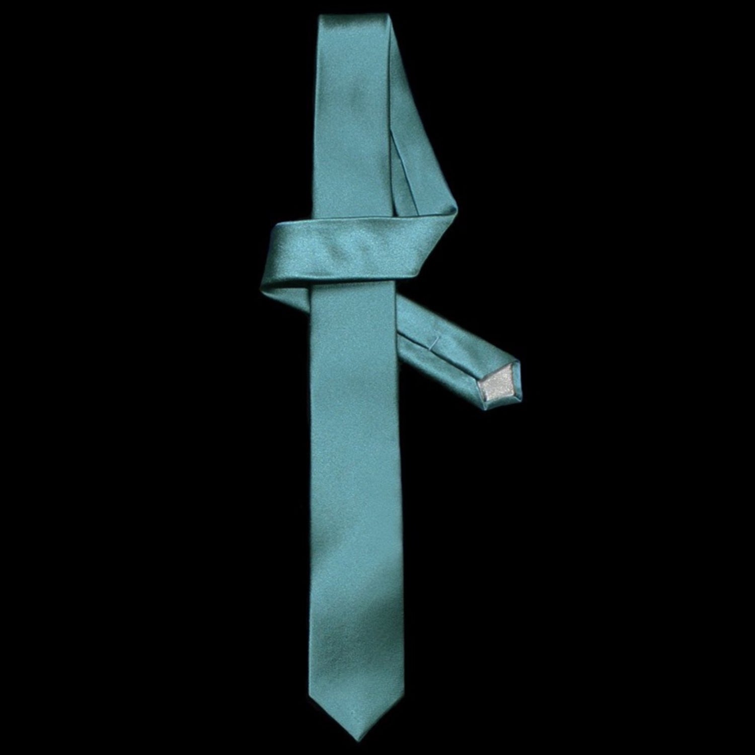Aqua green silk skinny tie by designer German Valdivia 