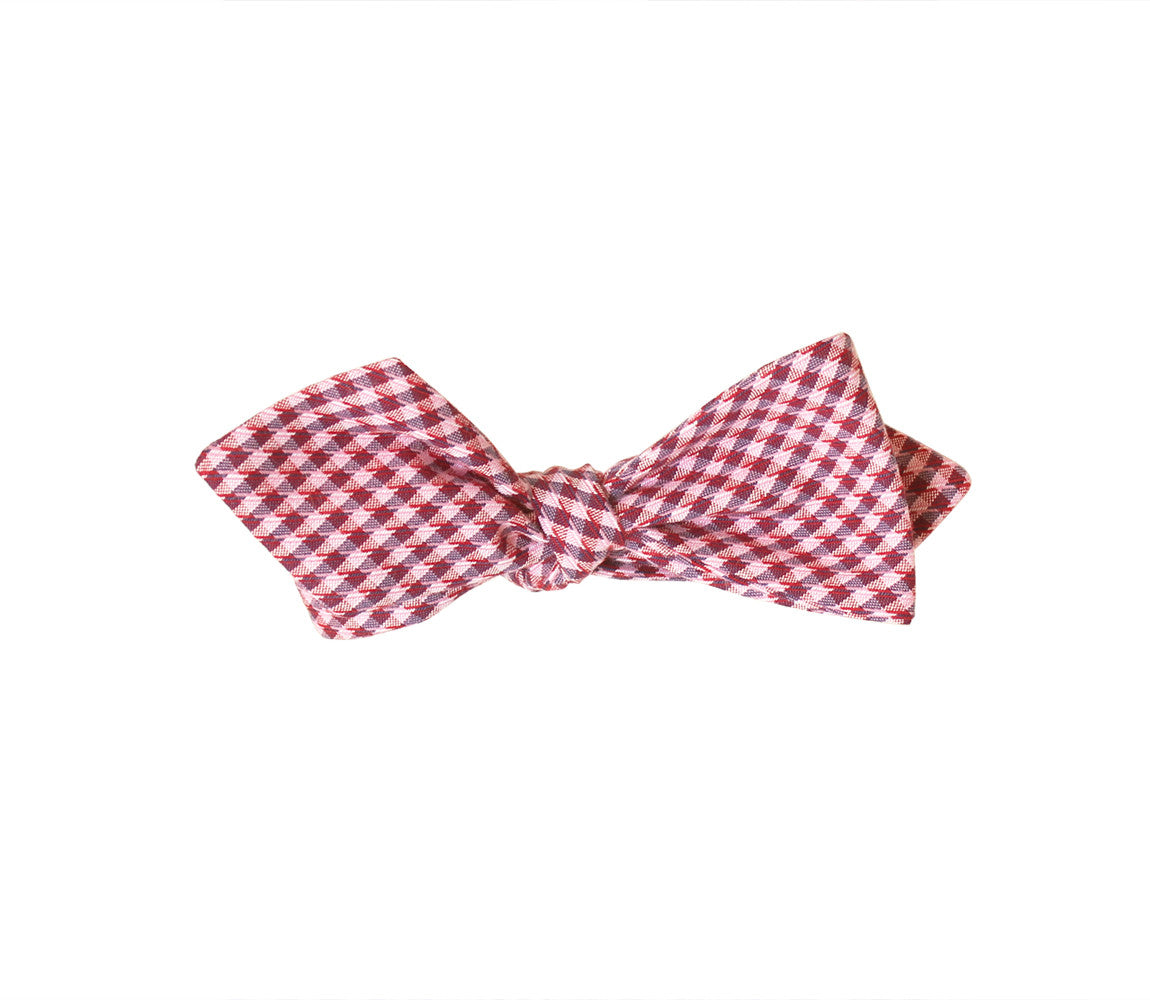 Red Gingham Diamond Tip Bow Tie