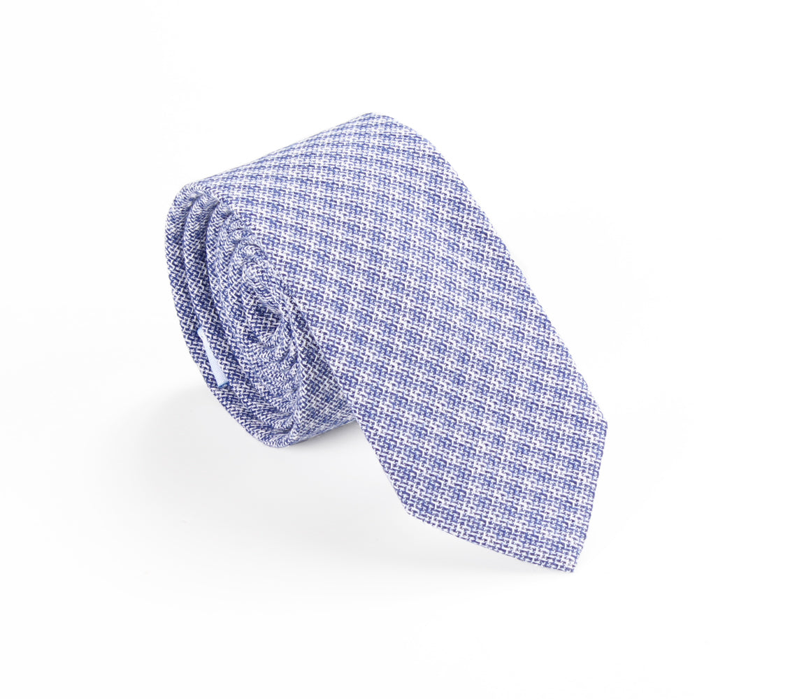 blue white plaid cotton skinny tie by german valdivia