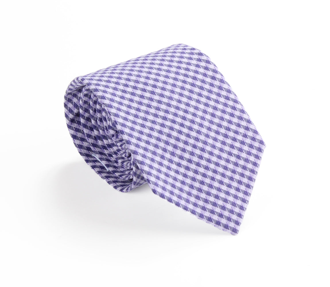Skinny Lavender Purple Gingham Tie
