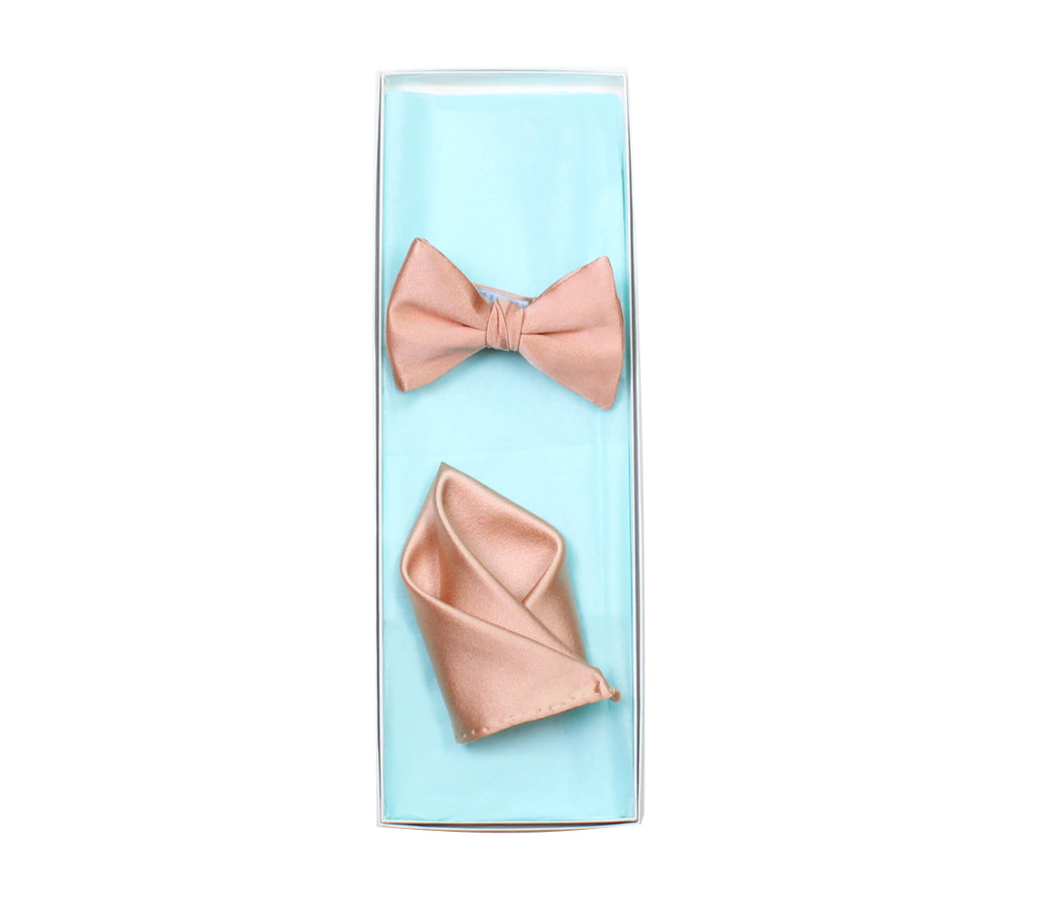Rose Gold Bow Tie and Pocket Square