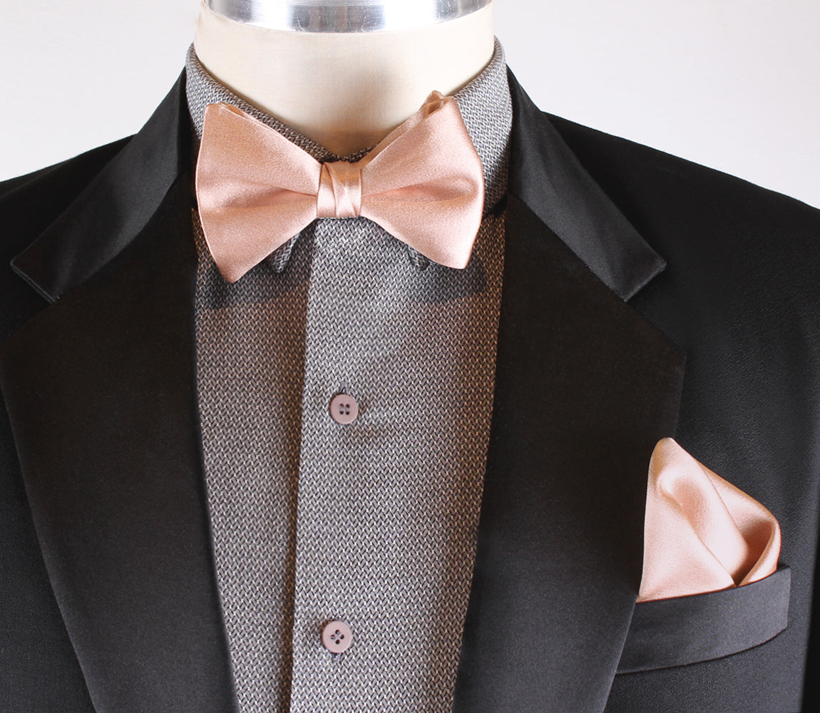 Rose Gold Bow Tie and Pocket Square