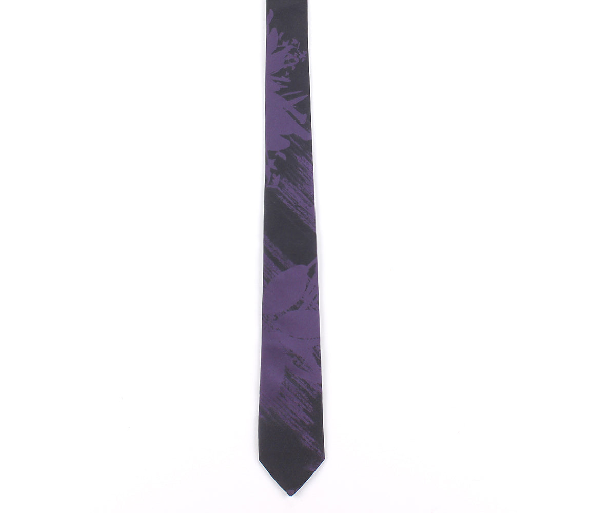 purple black floral skinny tie by german valdivia
