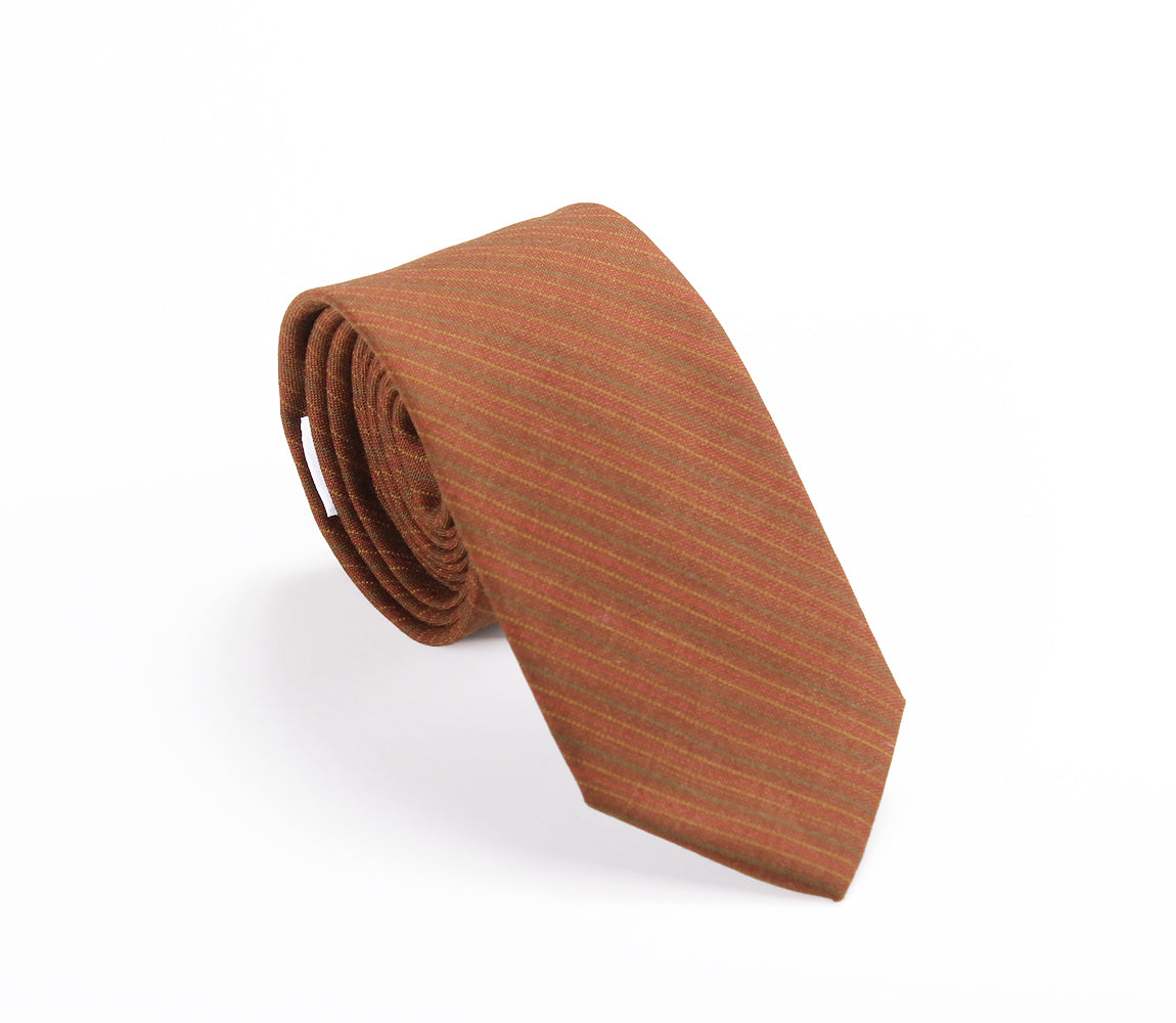 brown tan striped wool skinny tie by german valdivia