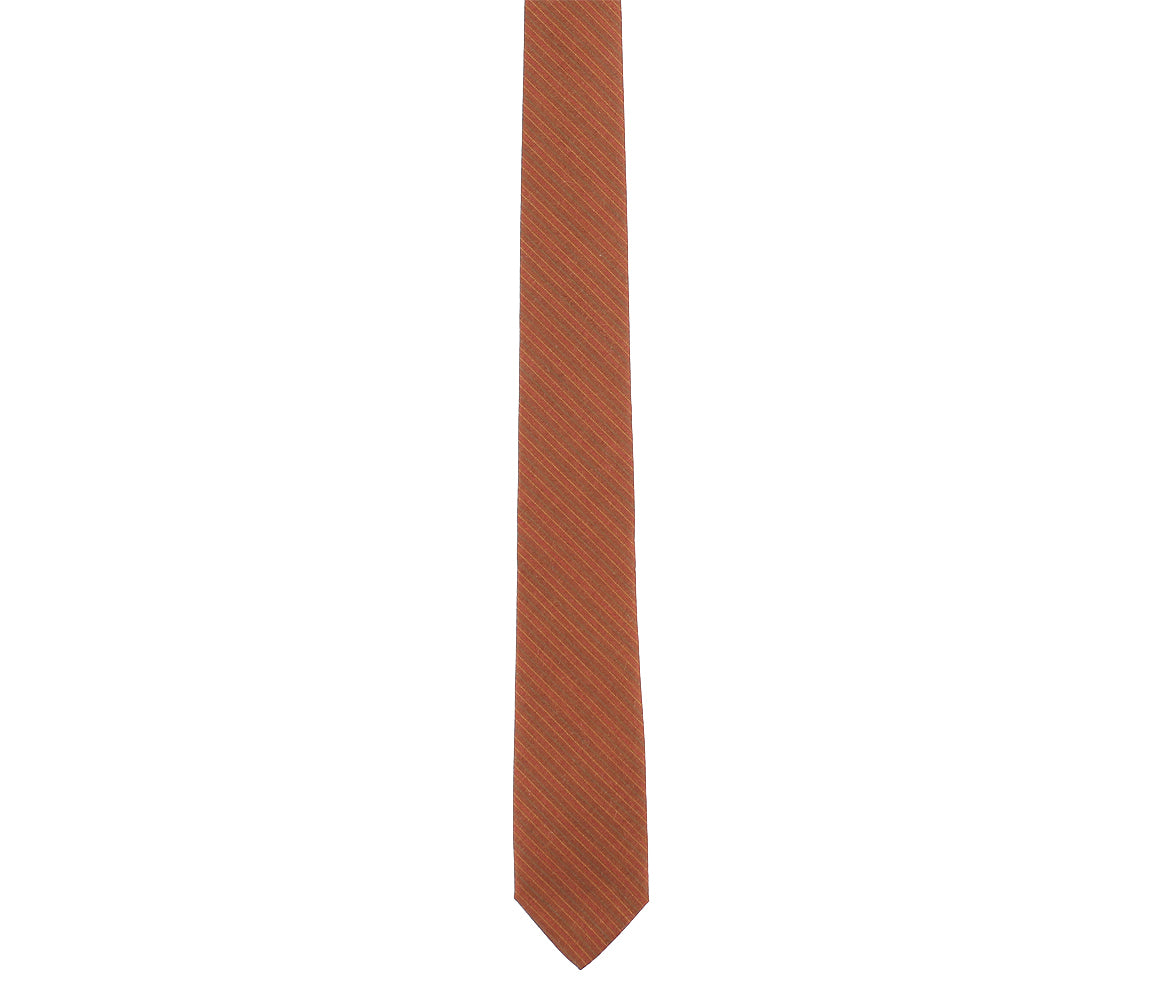 brown tan striped skinny tie by german valdivia